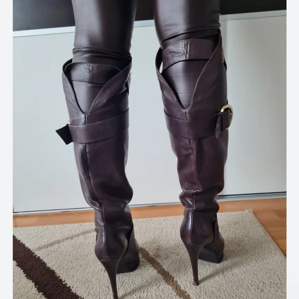 Guess by Marciano brown leather platform knee-high boots  size 7
